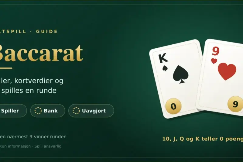 Baccarat: regler, kortverdier og slik spilles en runde