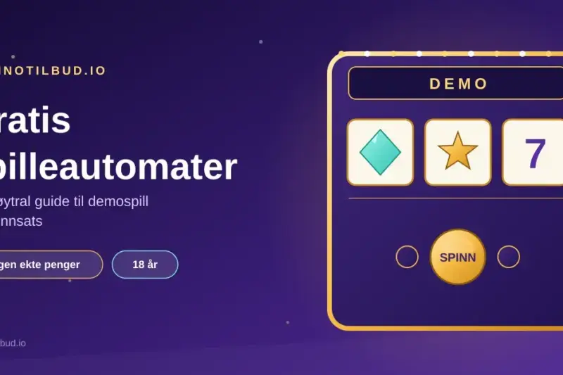 Illustrasjon av en spilleautomat med symbolene diamant, stjerne og tallet 7, merket «DEMO», som representerer gratis spilleautomater uten ekte innsats.
